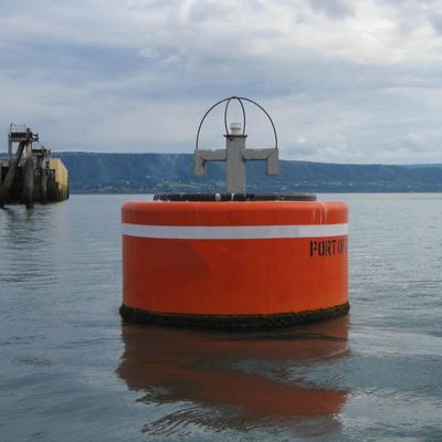 BV Chain Through Buoy สำหรับท่าจอดเรือโพลียูรีเทนเสริมแรง Mooring Buoy